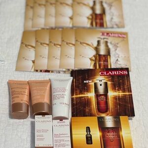 Clarins Double Serum and moisturizers samples.